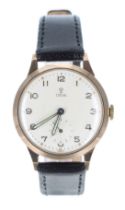 Tudor 9ct gentleman's wristwatch, Edinburgh 1957, silvered dial with applied Arabic numerals, dot