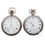 Dimier Freres & Co silver lever pocket watch, Birmingham 1919, signed movement, Roman numeral dial