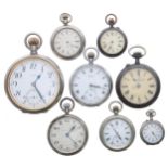 Assorted nickel, chrome and gunmetal pocket and fob watches for repair to include a Goliath 8