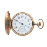 Small American Waltham 14k gold plated lever hunter pocket watch, serial no. 13917049, circa 1904,