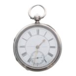 Victorian silver fusee lever pocket watch, London 1884, the movement signed J.B Yabsley, no.