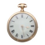 William IV/early Victorian 18ct rack lever pair cased pocket watch, Chester 1837, the fusee movement
