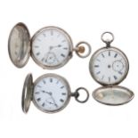 Silver lever hunter pocket watch for repair; together with a silver cylinder half hunter pocket