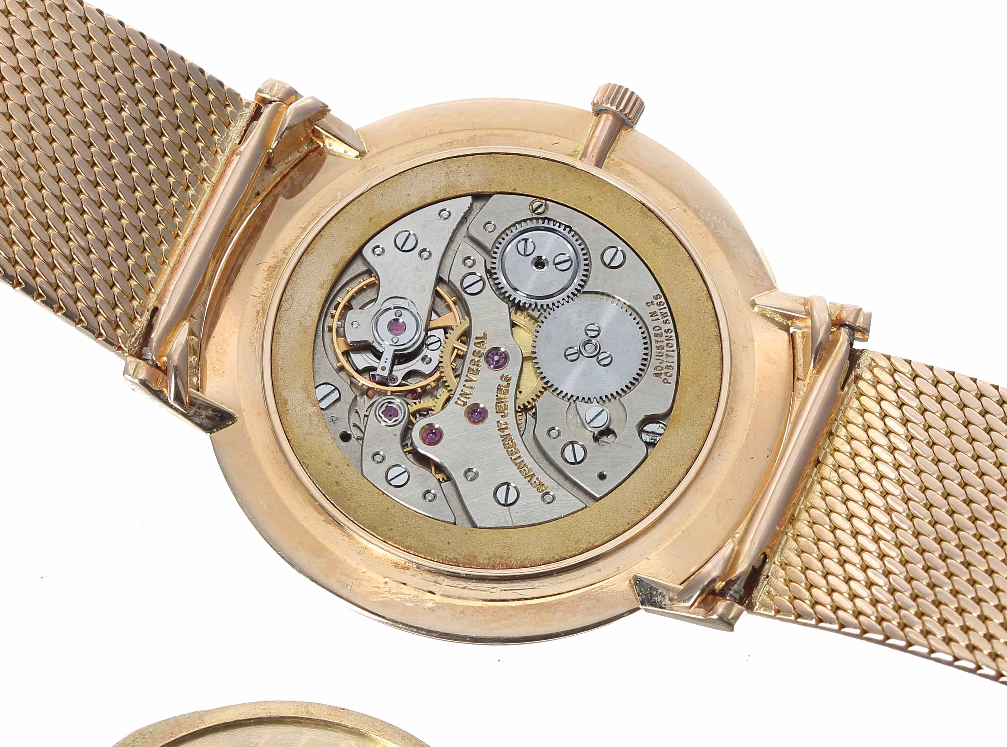 Universal Genéve slim 18ct pink gold gentleman's wristwatch, case no. 5320 5 9904 5, circular dial - Image 3 of 4