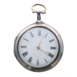 George III silver verge pair cased pocket watch, London 1797, the fusee movement signed Peter Le