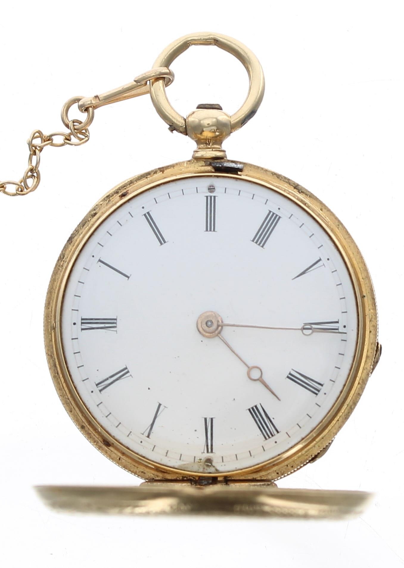 Attractive small 18k Continental cylinder hunter fob watch, gilt frosted bar movement, inscribed - Image 3 of 4