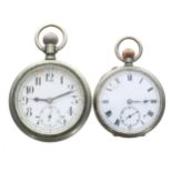 Elsinore non-magnetic nickel cased lever pocket watch, 50mm; together with a nickel cased lever