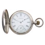 American Waltham 'Hillside' silver lever set half hunter pocket watch, serial no. 6904263,