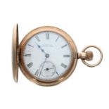 American Waltham gold plated half hunter lever pocket watch, serial no. 7747752, circa 1896,