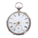 Victorian silver fusee lever pocket watch, Chester 1896, unsigned movement, no. 19364, with engraved