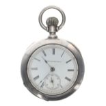 Hampden Watch Co. lever pocket watch, serial no. 285063, circa 1883, signed movement, with patent