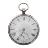 Victorian silver fusee lever pocket watch, London 1872, the movement signed J. Harris, Manchester,