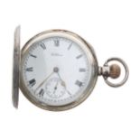 American Waltham silver lever hunter pocket watch, serial no. 18945178, Birmingham 1914, signed