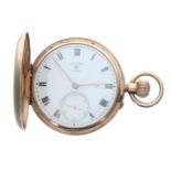 Rotherhams, London 9ct lever hunter pocket watch, London 1916, gilt three quarter plate movement