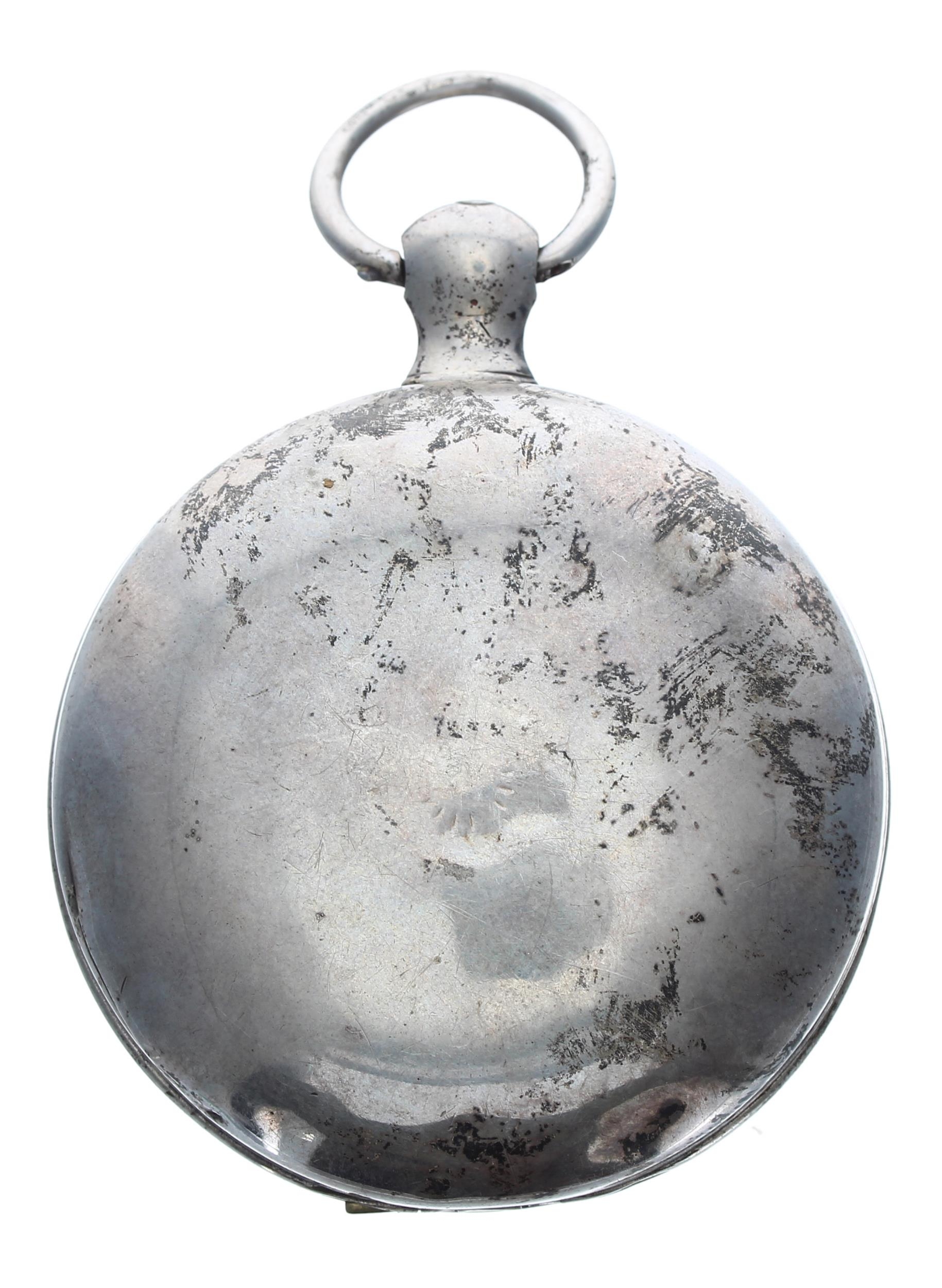 George III silver verge hunter pocket watch, London 1814, the unsigned fusee movement, no. 21602, - Image 3 of 4