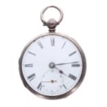 Victorian silver fusee lever pocket watch, London 1854, unsigned movement, no. 2529, with steel