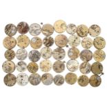 Quantity of lever and cylinder pocket watch movements principally for repair (40)