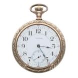 American Waltham 'Crescent St.' gold plated lever set pocket watch, serial no. 11011438, circa 1901,