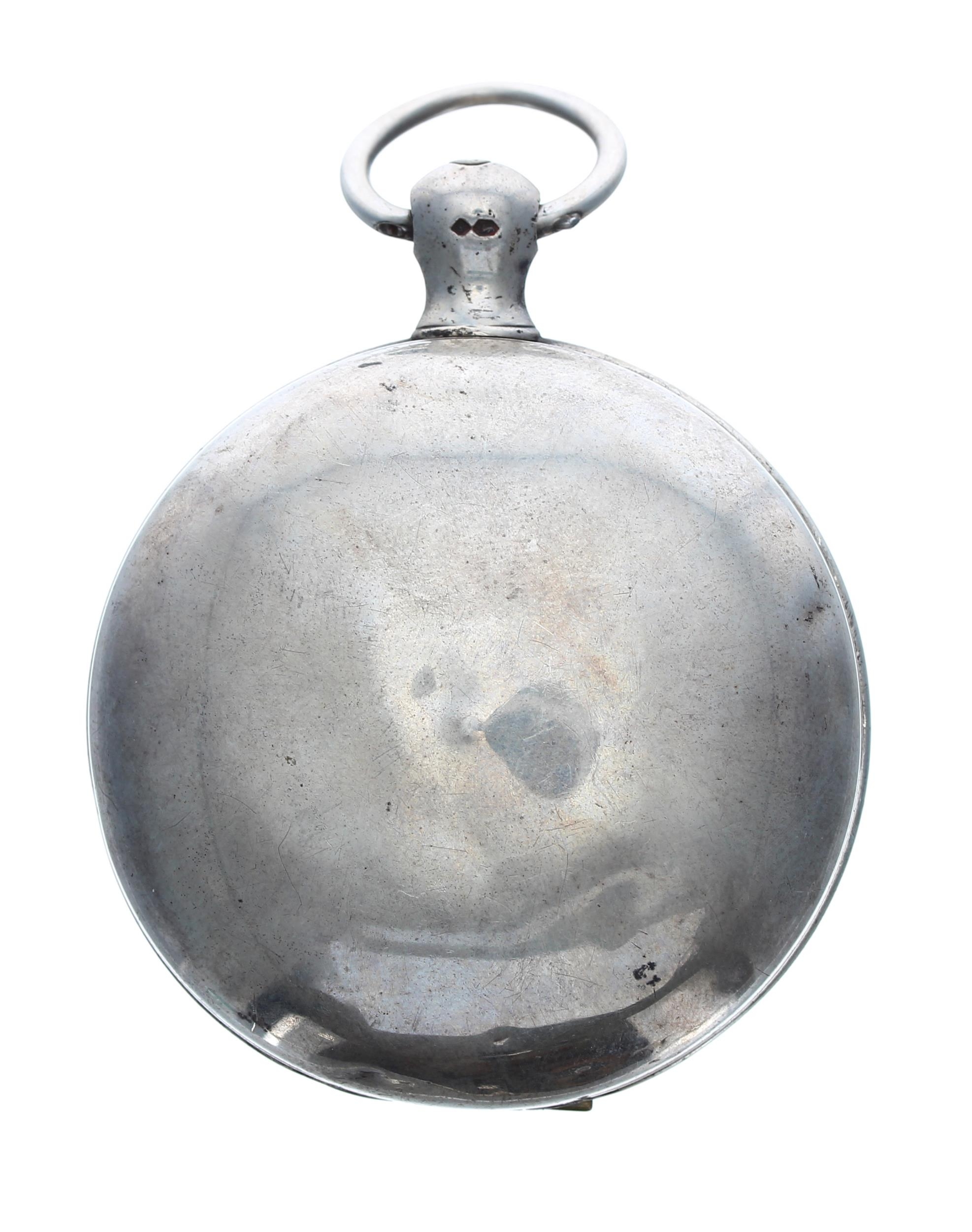George III silver verge hunter pocket watch, London 1814, the unsigned fusee movement, no. 21602, - Image 2 of 4
