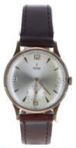 Tudor 9ct gentleman's wristwatch, Edinburgh 1965, silvered dial with gilt applied quarter Arabic