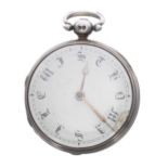 Early Victorian silver verge pocket watch, London 1840, the fusee movement signed Rich'd xxsett,