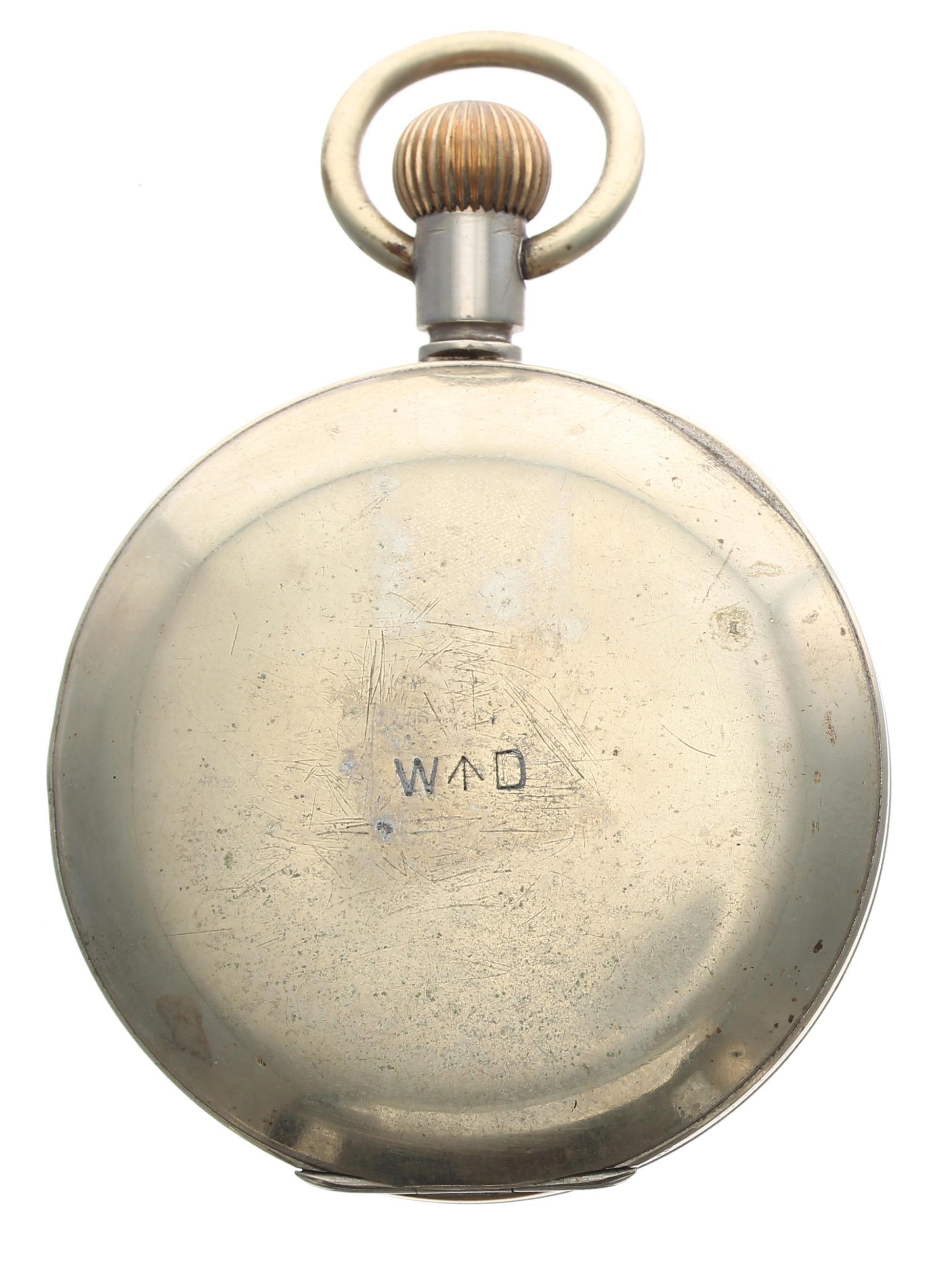 British Military WWI period War Department issue 8 days nickel cased lever pocket watch, frosted - Image 2 of 3