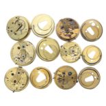 Six fusee lever pocket watch movements to include makers John Forrest, R. Chapman, Brockbank,
