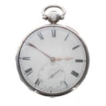 George IV silver fusee lever pocket watch, London 1828, the movement signed Benj'n Walker, Leeds,