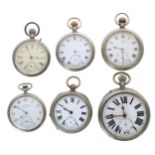 Quantity of nickel cased pocket watches for repair to include a Goliath pocket watch (6)