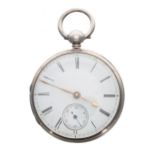 19th century Irish silver fusee lever pocket watch, Dublin 1859, the movement signed John Donegan,