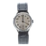 Early Rotary silver wristwatch, import hallmarks for London 1929, textured silvered dial with Arabic