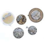 Rolex 17 jewel wristwatch movement, signed dial, 34mm; together with two Rolex 15 jewel wristwatch