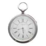 Victorian silver centre seconds chronograph lever pocket watch, Chester 1894, three quarter plate