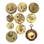 Interesting assortment of pocket watch movements to include a Dennett three quarter plate lever