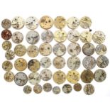 Quantity of lever and cylinder pocket and fob watch movements principally for repair (47)