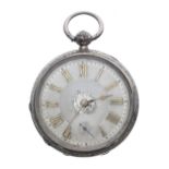 American Waltham silver lever pocket watch, Birmingham 1899, signed movement with Safety Pinion,