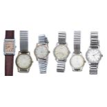 Six wristwatches to include Eterna, Avia, Roidor, Rotary, Emporio Armani, Benrus (6)