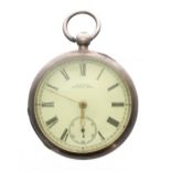 American Waltham silver lever pocket watch, Birmingham 1896, signed movement with Safety Pinion, no.