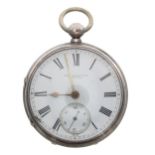 Victorian silver fusee lever pocket watch, London 1874, the movement signed John Blaylock, Carlisle,