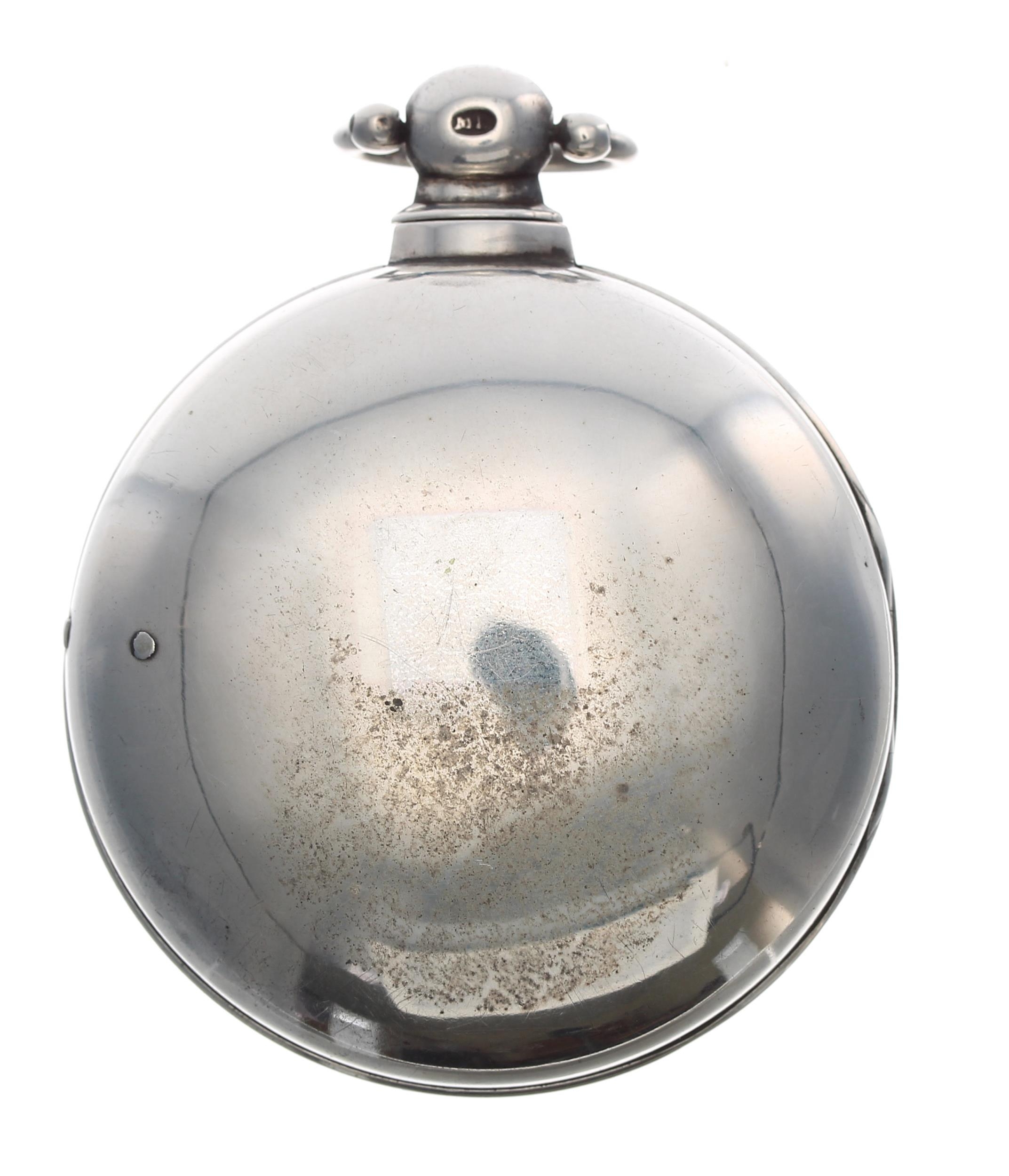 George IV silver verge pair cased pocket watch, Birmingham 1828, the fusee movement signed Jent, - Image 2 of 5