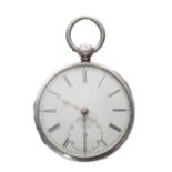 Victorian silver fusee lever pocket watch, Chester 1854, the movement signed George Parker,