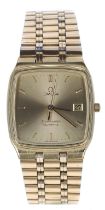 Omega Seamaster Quartz squared cased gold plated gentleman's wristwatch, reference 1960241, square