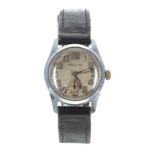 Rolco (Rolex) mid-size stainless steel wristwatch, circular silvered dial with Arabic numerals,