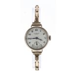 J.W. Benson 9ct lady's wristwatch, Birmingham 1934, signed silvered dial with Arabic numerals,