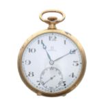 Omega gilt metal lever pocket watch, circa 1939, signed 15 jewel movement, no. 9419799, with