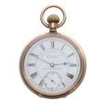 American Waltham 'Bond St.' gold plated lever pocket watch, serial no. 9225678, circa 1899, signed