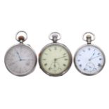 Three silver lever engine turned pocket watches for repair (3)