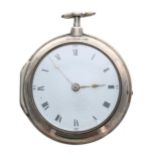 George III silver verge pair cased pocket watch, London 1793, the fusee movement signed Jas Hood,