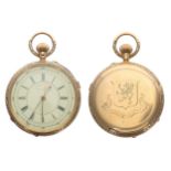 18ct Centre Seconds Chronograph lever pocket watch, Chester 1895, the gilt frosted three quarter