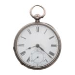 American Waltham silver lever pocket watch, serial no. 1464798, Birmingham 1880, signed movement